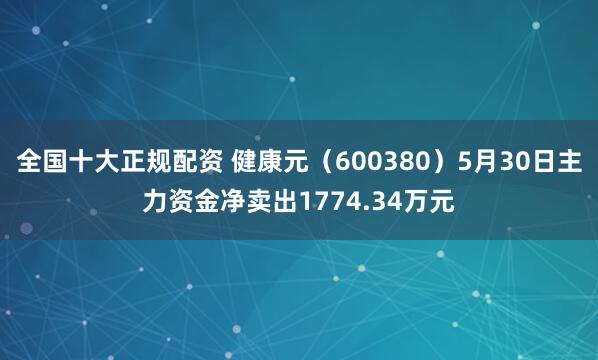 全国十大正规配资 健康元（600380）5月30日主力资金净卖出1774.34万元