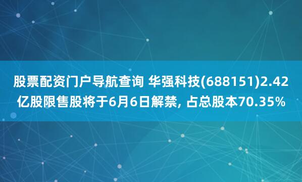 股票配资门户导航查询 华强科技(688151)2.42亿股限售股将于6月6日解禁, 占总股本70.35%